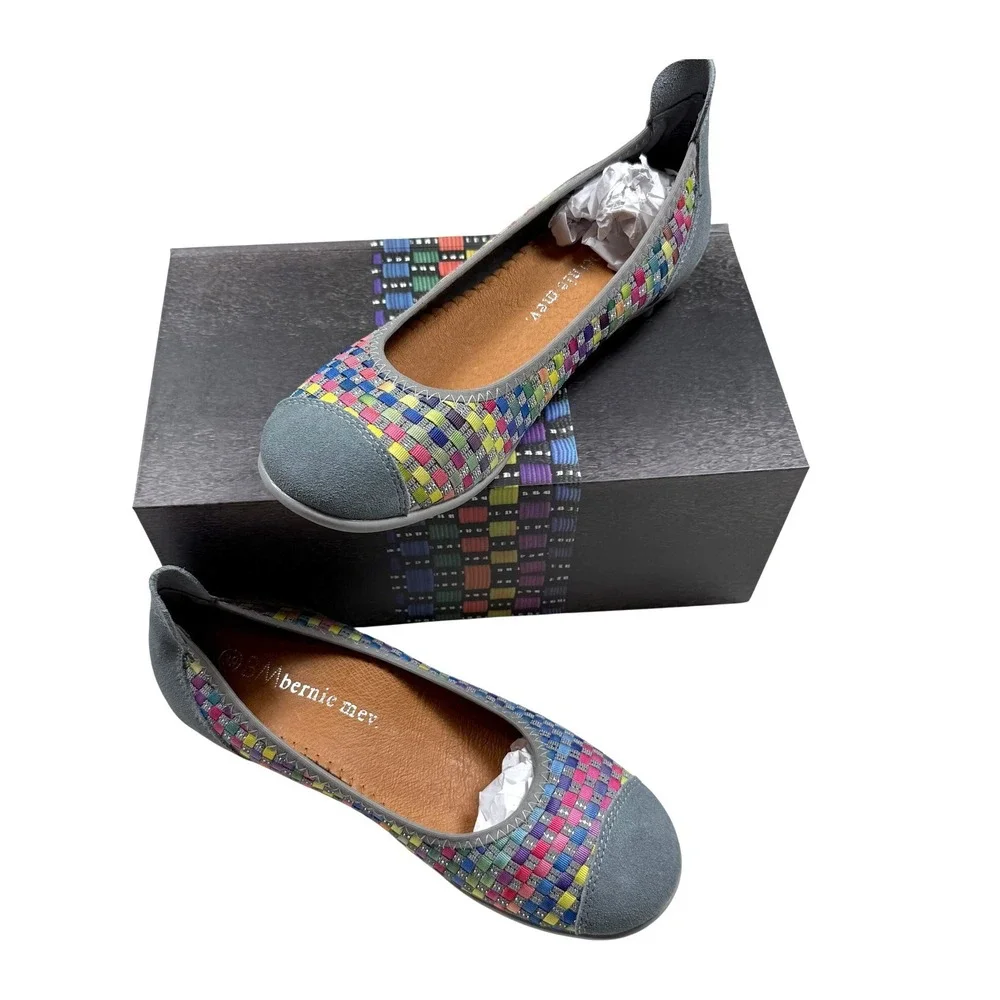 NIB Bernie Mev Bella Me Multicolor Woven Ballet Flats Comfort Shoes‎ Sz 39 US 8
